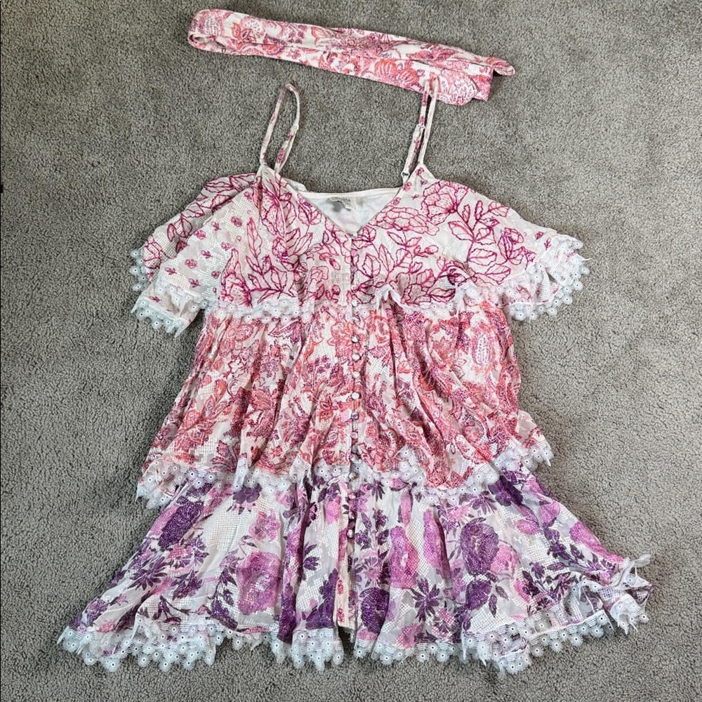 Hemant & Nandita Suki Sleeveless Mini Tiered Dress Size Small - Picture 5 of 7